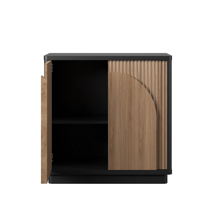 Arbor Accent Cabinet with Arched Front, Walnut and Black - Danish Walnut