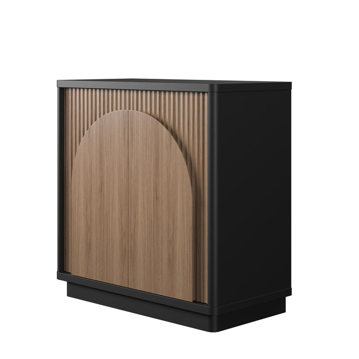 Arbor Accent Cabinet with Arched Front, Walnut and Black - Danish Walnut
