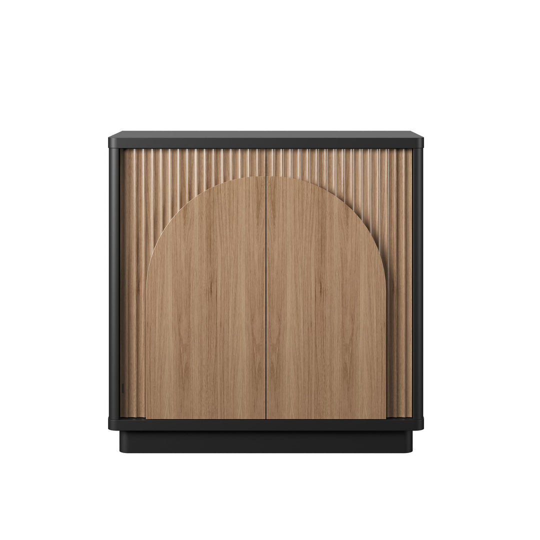Arbor Accent Cabinet with Arched Front, Walnut and Black - Danish Walnut