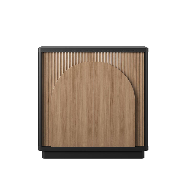 Arbor Accent Cabinet with Arched Front, Walnut and Black - Danish Walnut