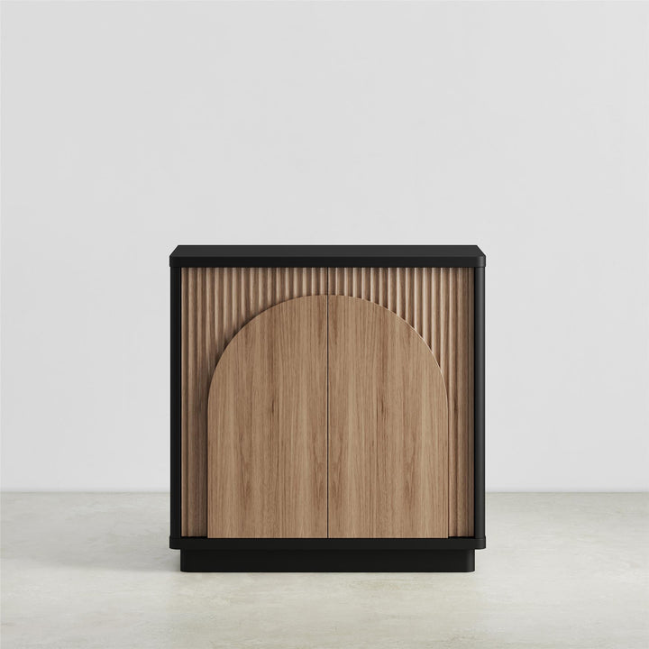Arbor Accent Cabinet with Arched Front, Walnut and Black - Danish Walnut