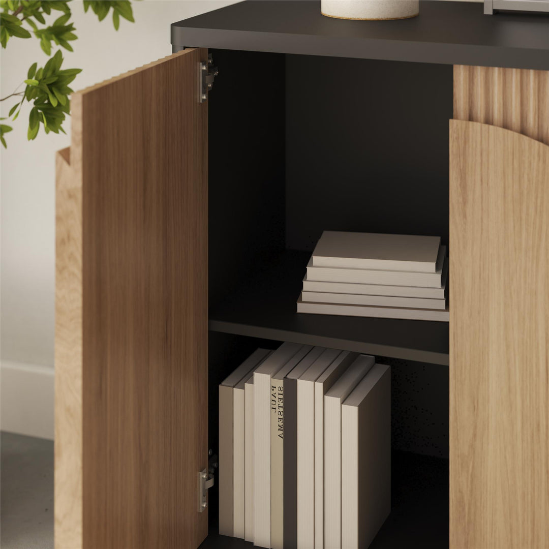 Arbor Accent Cabinet with Arched Front, Walnut and Black - Danish Walnut