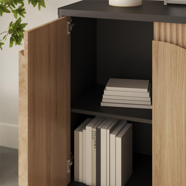 Arbor Accent Cabinet with Arched Front, Walnut and Black - Danish Walnut