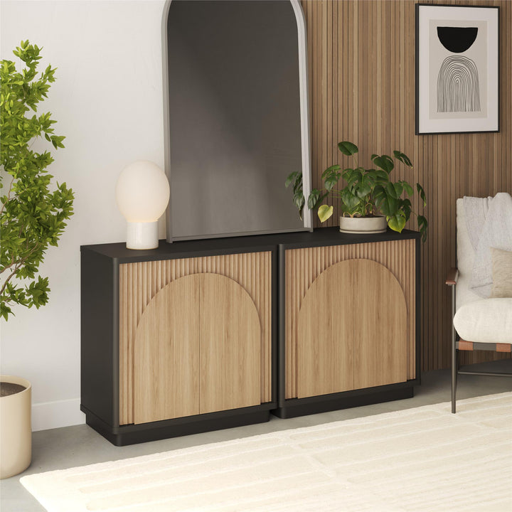 Arbor Accent Cabinet with Arched Front, Walnut and Black - Danish Walnut