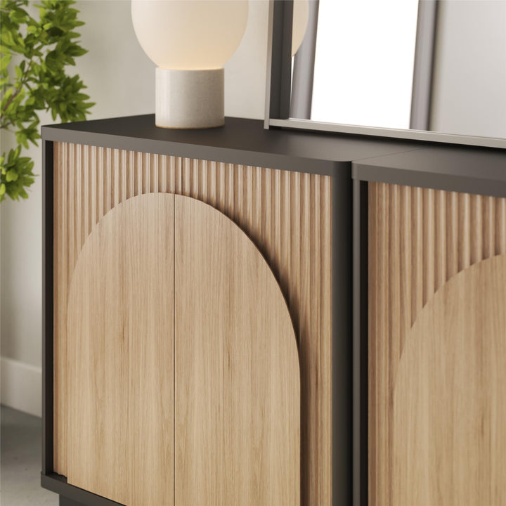 Arbor Accent Cabinet with Arched Front, Walnut and Black - Danish Walnut