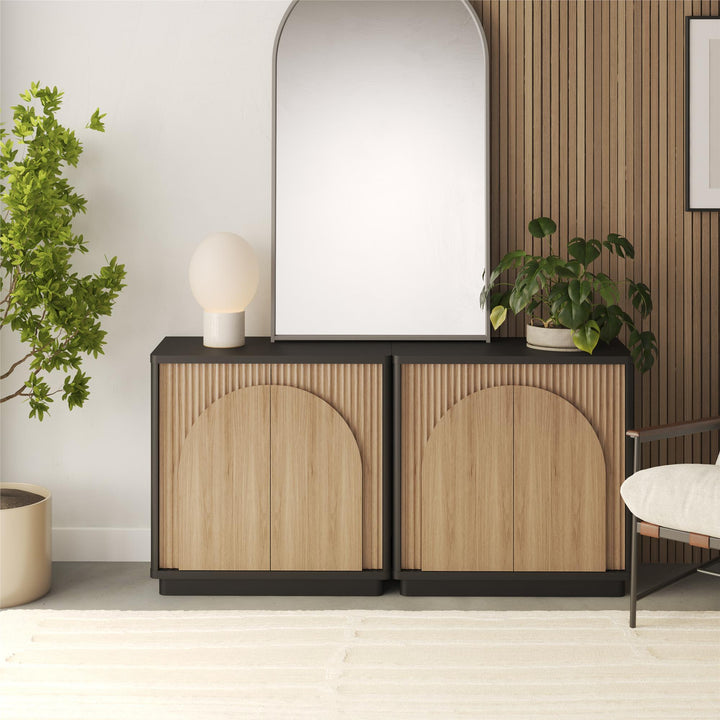 Arbor Accent Cabinet with Arched Front, Walnut and Black - Danish Walnut