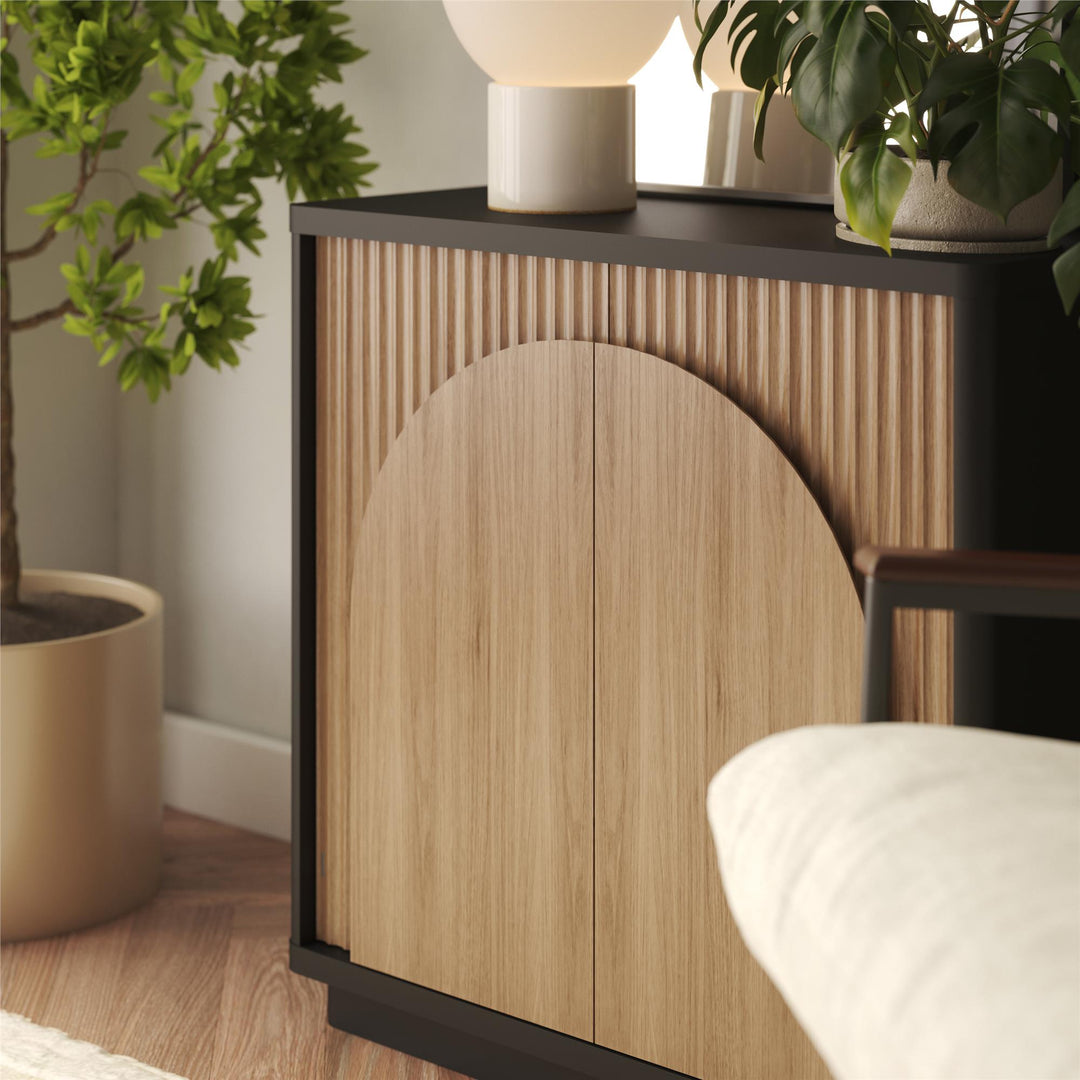 Arbor Accent Cabinet with Arched Front, Walnut and Black - Danish Walnut