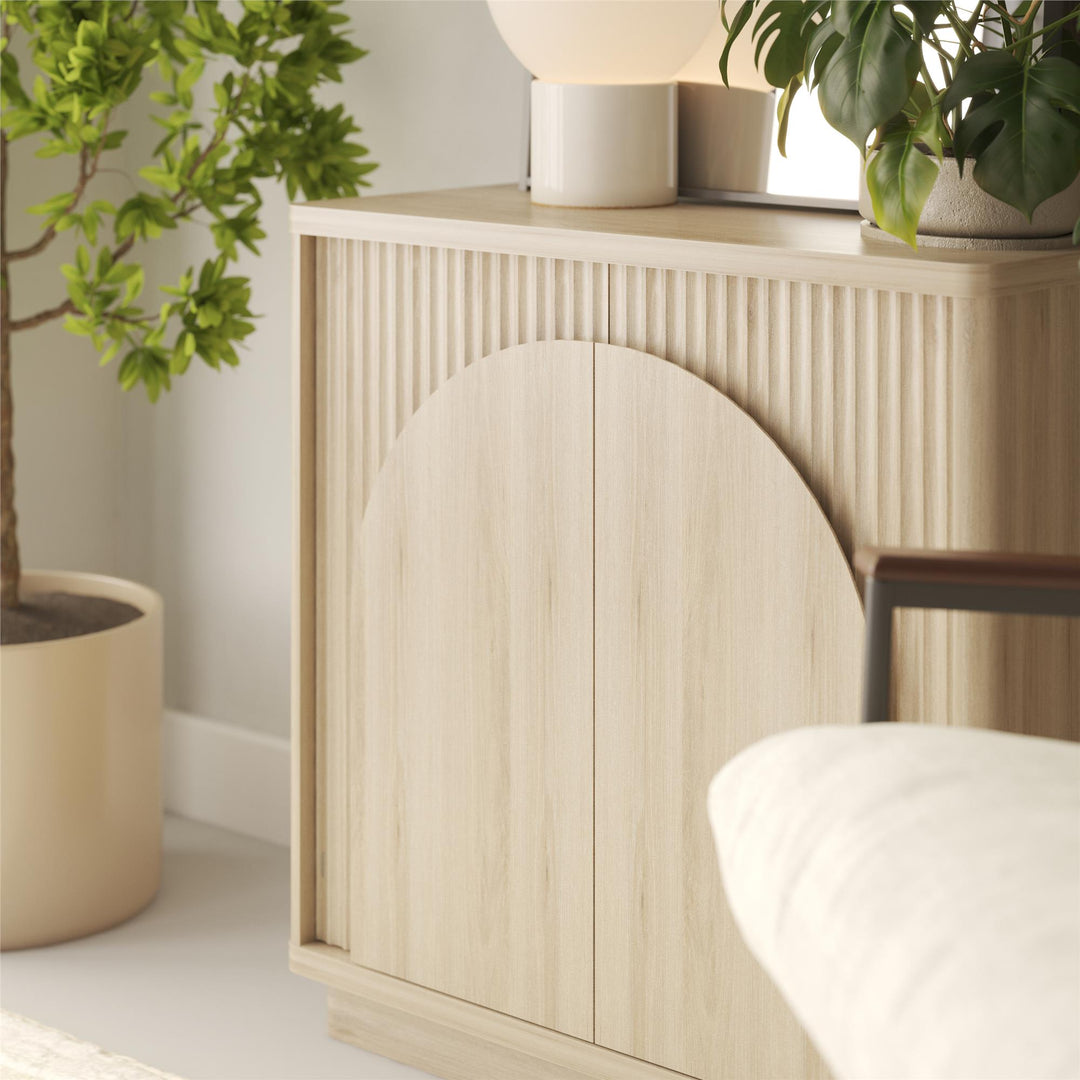 Arbor Accent Cabinet with Arched Front, Blonde Oak - Blonde Oak