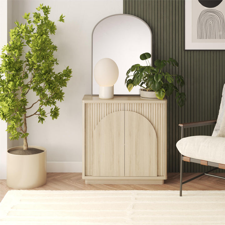 Arbor Accent Cabinet with Arched Front, Blonde Oak - Blonde Oak