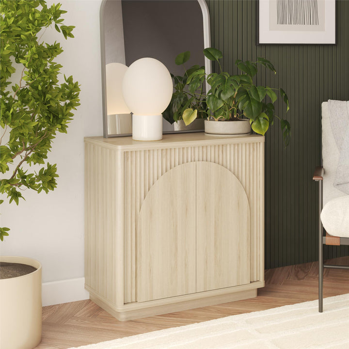 Arbor Accent Cabinet with Arched Front, Blonde Oak - Blonde Oak