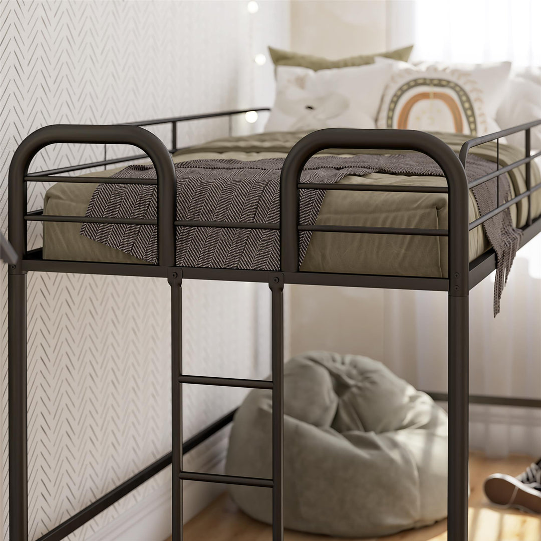 RealRooms Kaylee Junior Metal Loft Bed, Twin, Black - Black - Twin