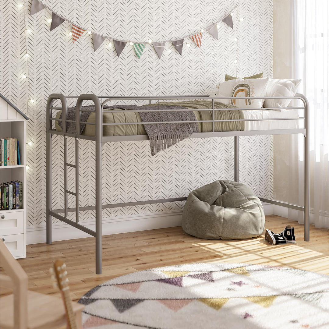 RealRooms Kaylee Junior Metal Loft Bed, Twin, Silver - Silver - Twin