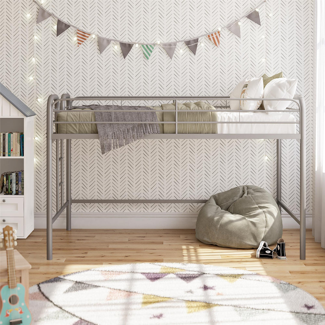 RealRooms Kaylee Junior Metal Loft Bed, Twin, Silver - Silver - Twin