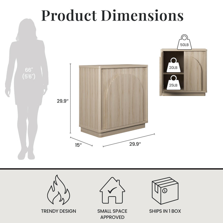 Arbor Accent Cabinet with Arched Front, Blonde Oak - Blonde Oak