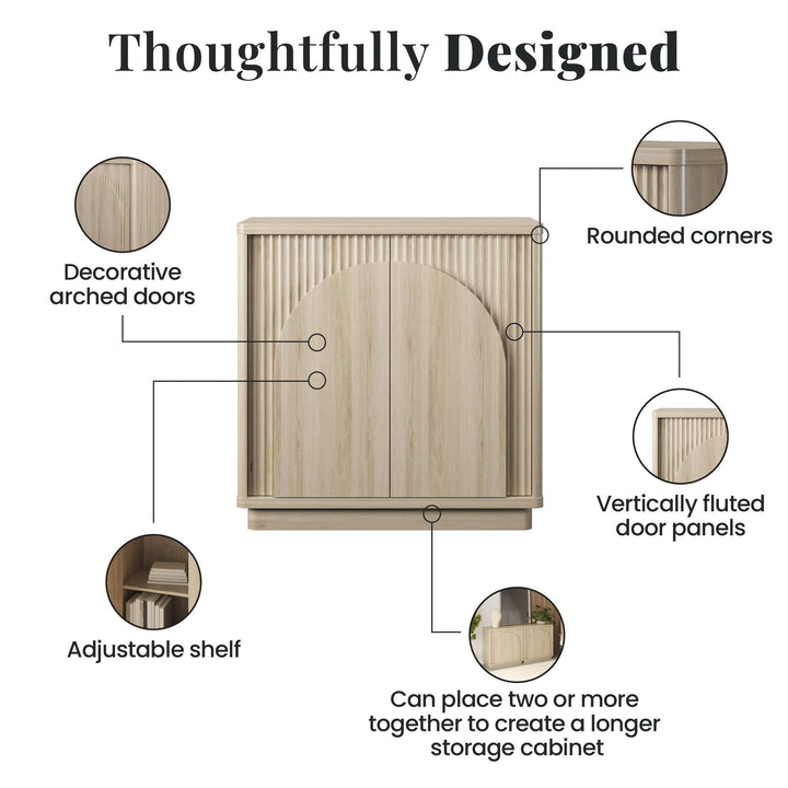 Arbor Accent Cabinet with Arched Front, Blonde Oak - Blonde Oak
