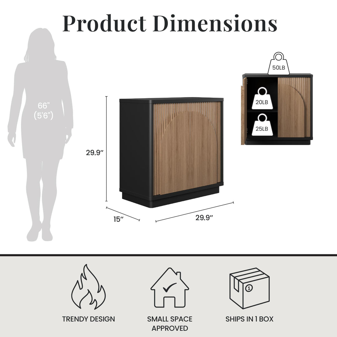 Arbor Accent Cabinet with Arched Front, Walnut and Black - Danish Walnut