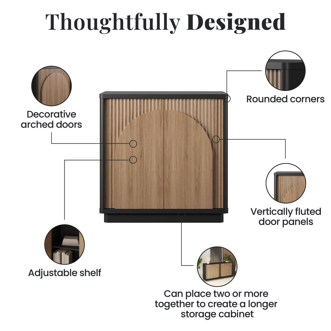 Arbor Accent Cabinet with Arched Front, Walnut and Black - Danish Walnut