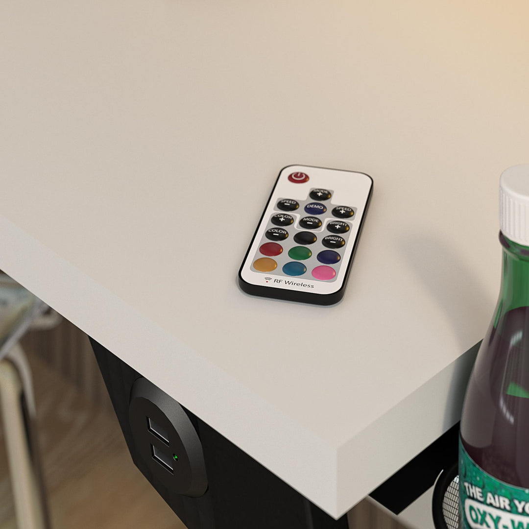 Genesis Height Adjustable Gaming Desk with LED Lights - White