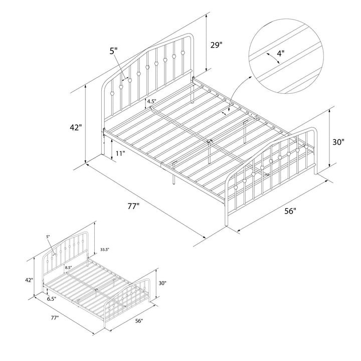 Bushwick Metal Bed - Gray - Full
