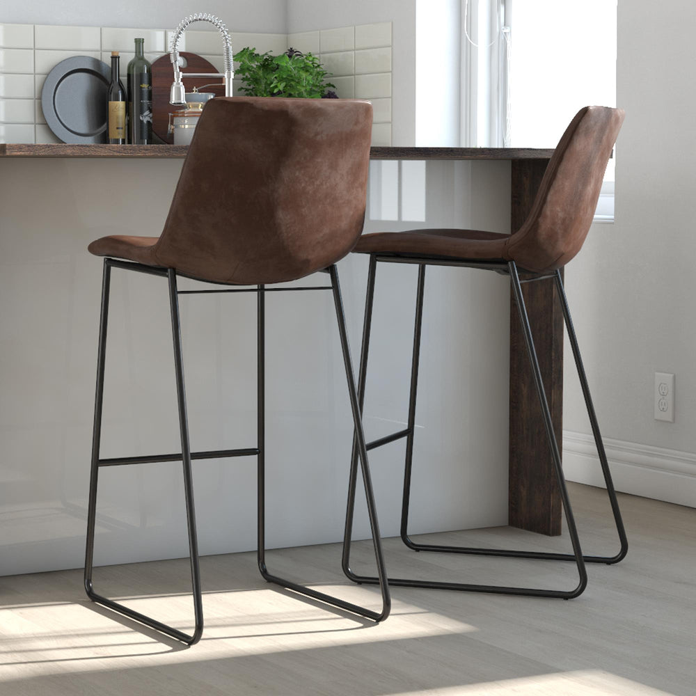 Bowden Upholstered Molded Bar Stool - Brown