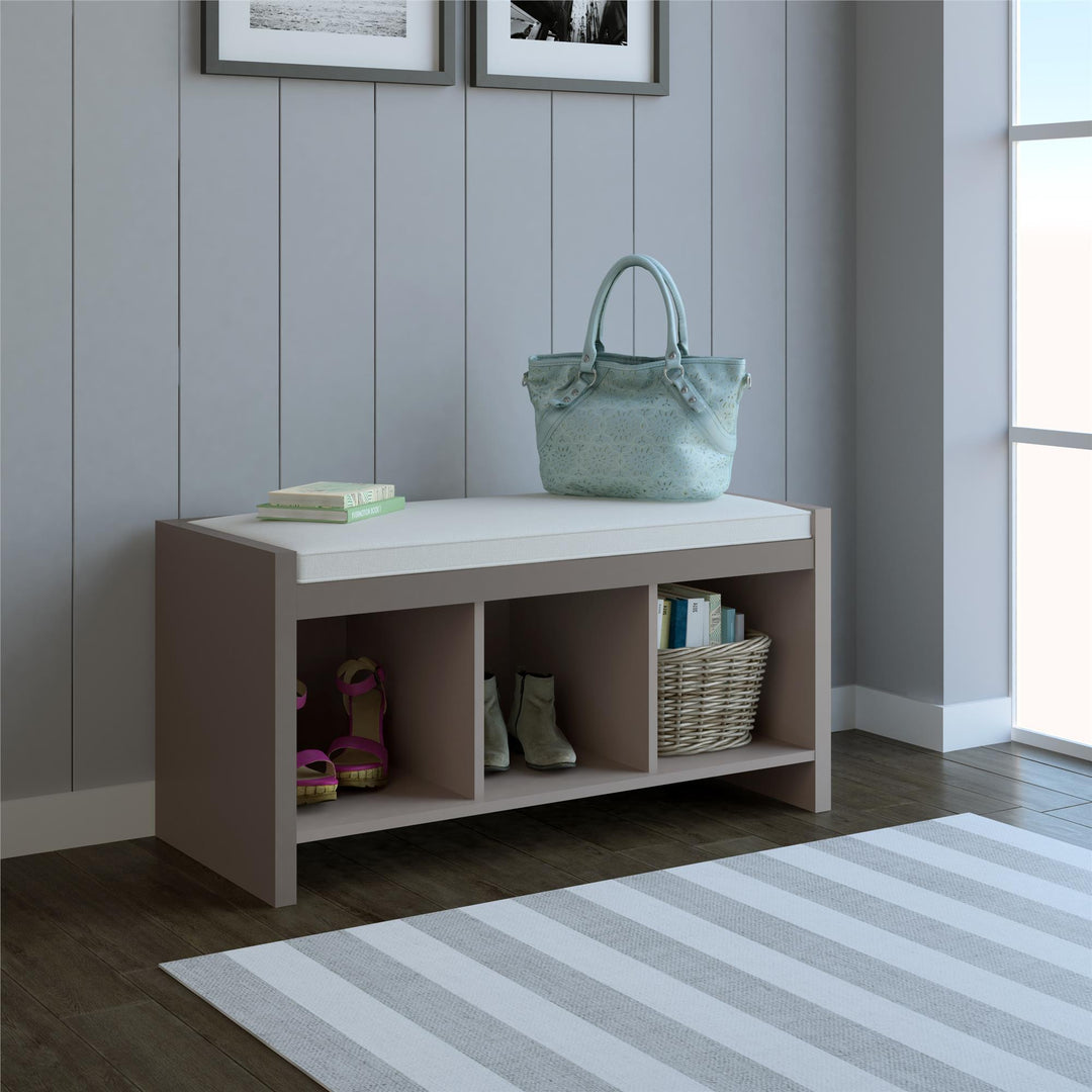 Penelope Entryway Storage Bench with Cushion - Taupe