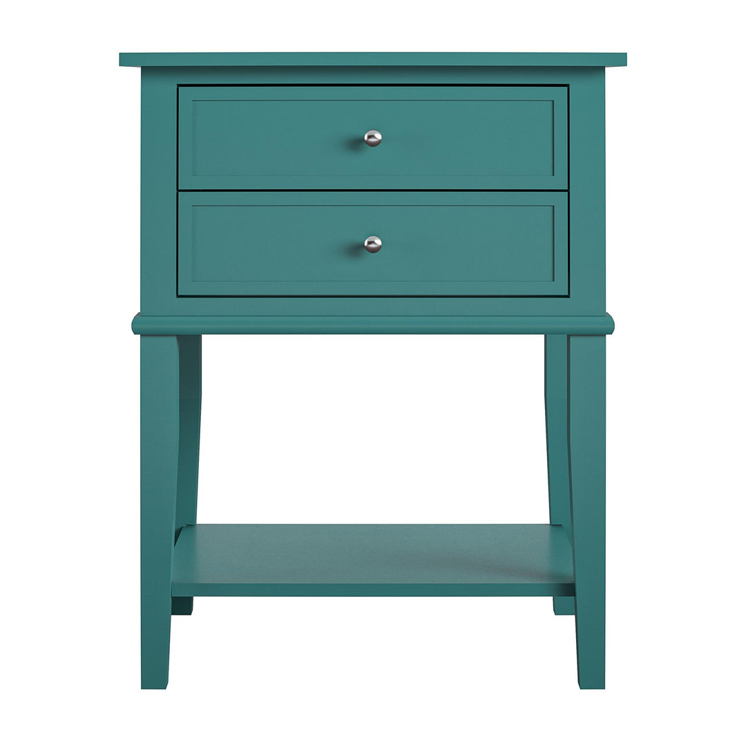 Franklin Nightstand Table with 2 Drawers and Lower Shelf - Emerald Green