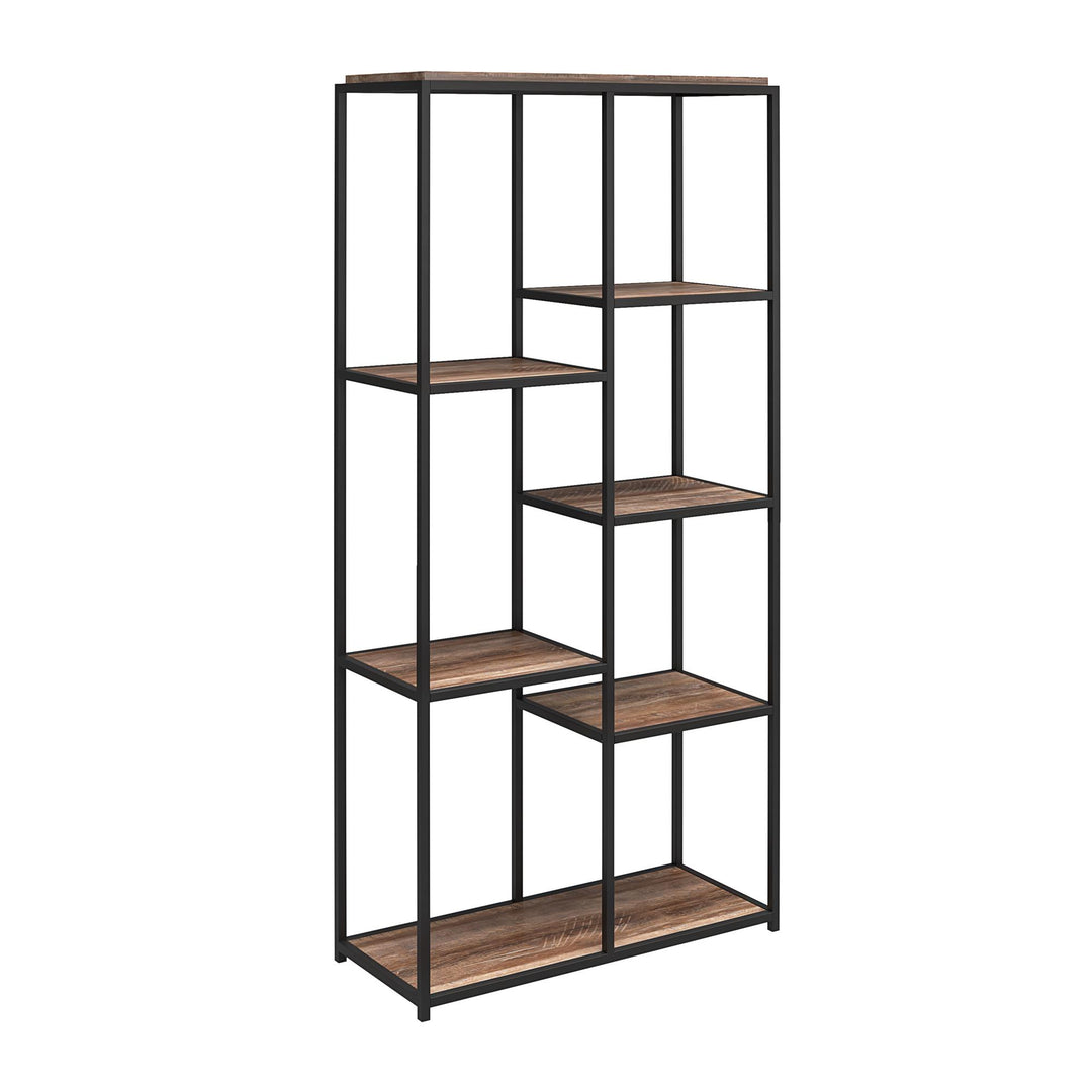 Fayette 5 Open Shelf Bookcase with Sturdy Metal Frame - Weathered Oak