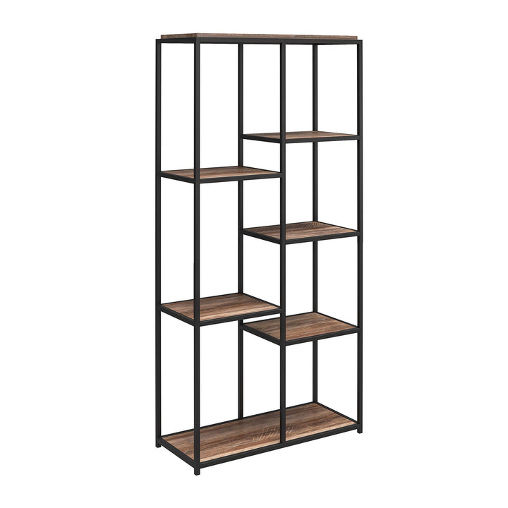 Fayette 5 Open Shelf Bookcase with Sturdy Metal Frame - Weathered Oak