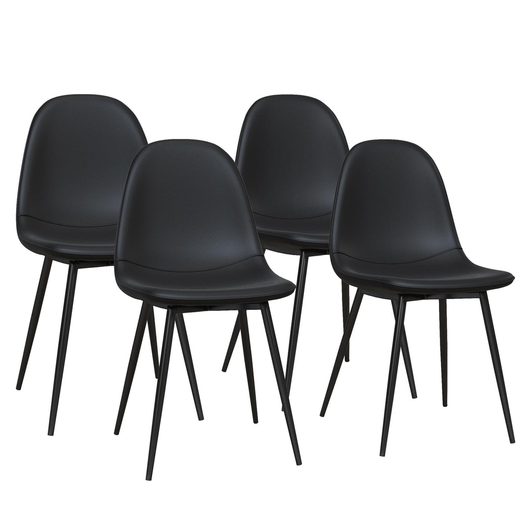 Brandon Upholstered Mid Century Modern Kitchen Dining Chairs, Set of 4 - Black
