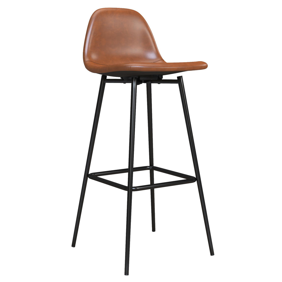 Brandon Upholstered Mid Century Modern Kitchen Bar Stool with Metal Legs - Camel