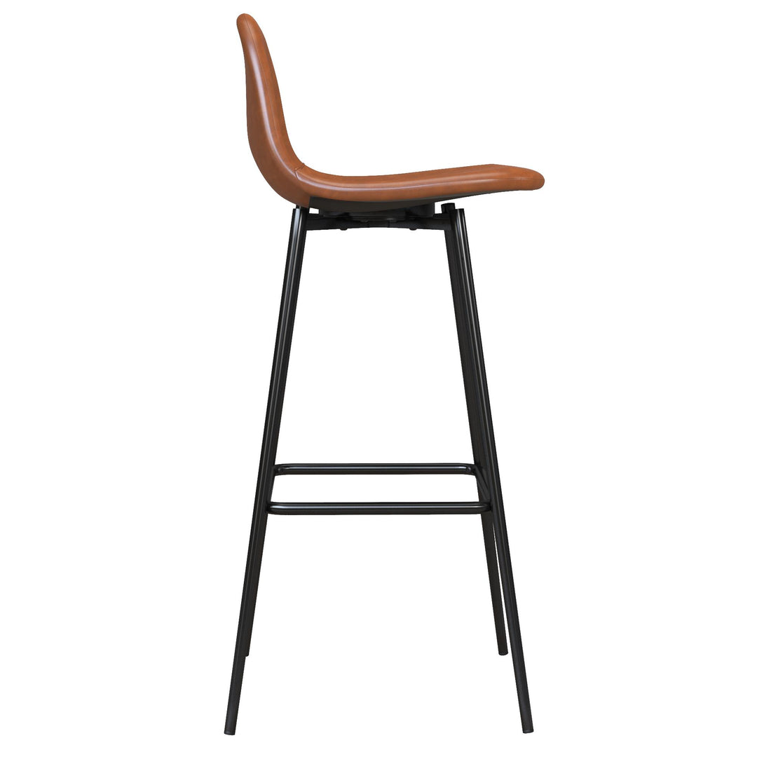Brandon Upholstered Mid Century Modern Kitchen Bar Stool with Metal Legs - Camel