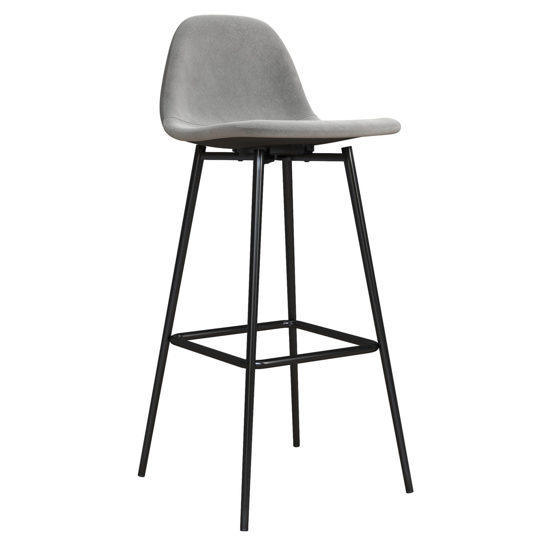 Brandon Upholstered Mid Century Modern Kitchen Bar Stool with Metal Legs - Gray