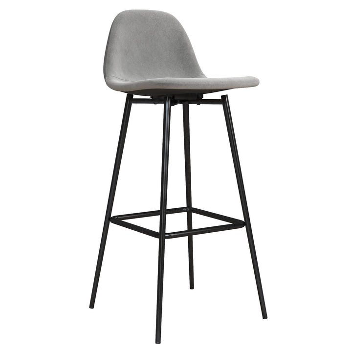 Brandon Upholstered Mid Century Modern Kitchen Bar Stool with Metal Legs - Gray