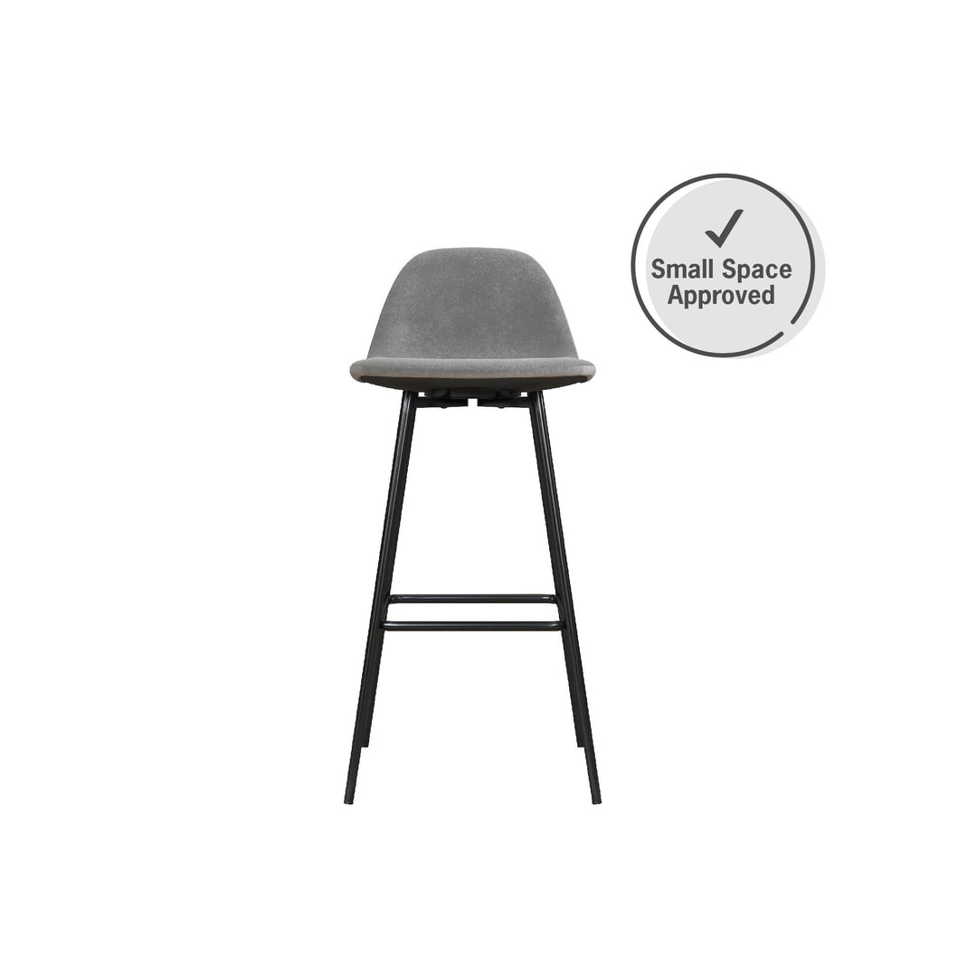 Brandon Upholstered Mid Century Modern Kitchen Bar Stool with Metal Legs - Gray