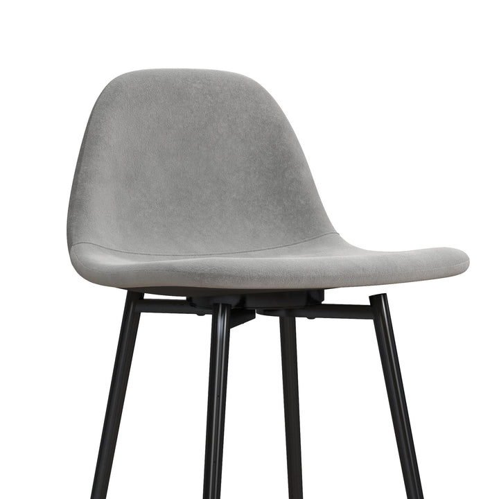 Brandon Upholstered Mid Century Modern Kitchen Bar Stool with Metal Legs - Gray