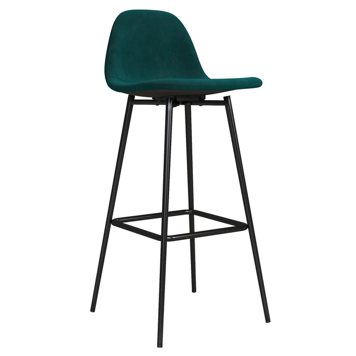 Brandon Upholstered Mid Century Modern Kitchen Bar Stool with Metal Legs - Green
