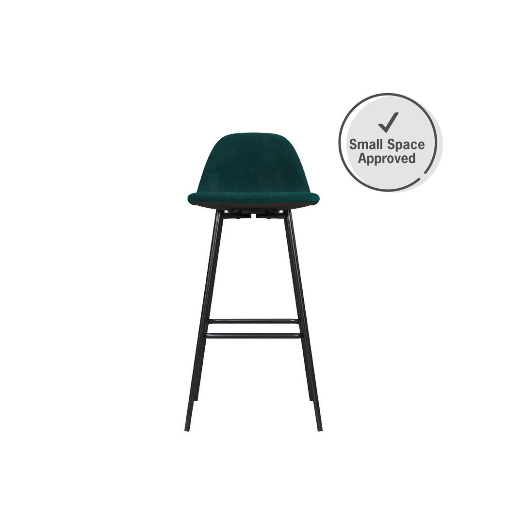 Brandon Upholstered Mid Century Modern Kitchen Bar Stool with Metal Legs - Green