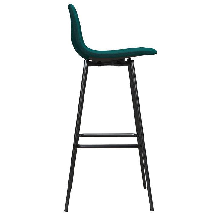 Brandon Upholstered Mid Century Modern Kitchen Bar Stool with Metal Legs - Green