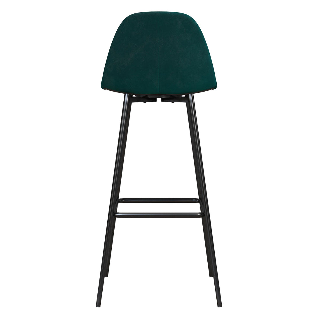 Brandon Upholstered Mid Century Modern Kitchen Bar Stool with Metal Legs - Green