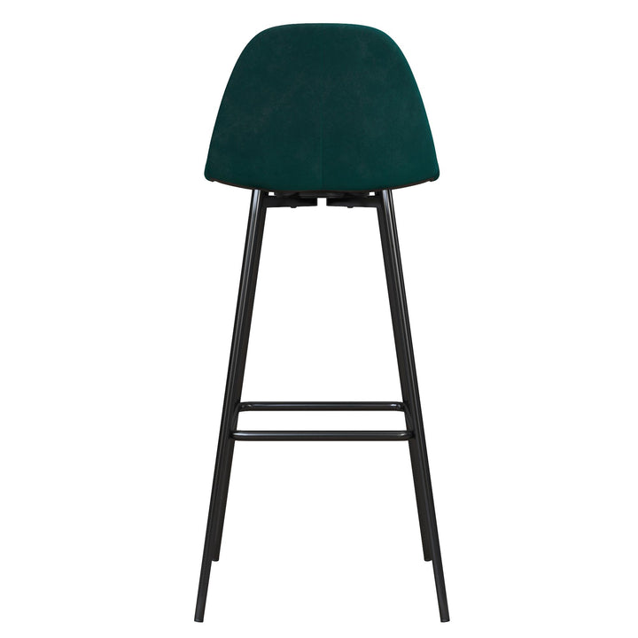 Brandon Upholstered Mid Century Modern Kitchen Bar Stool with Metal Legs - Green