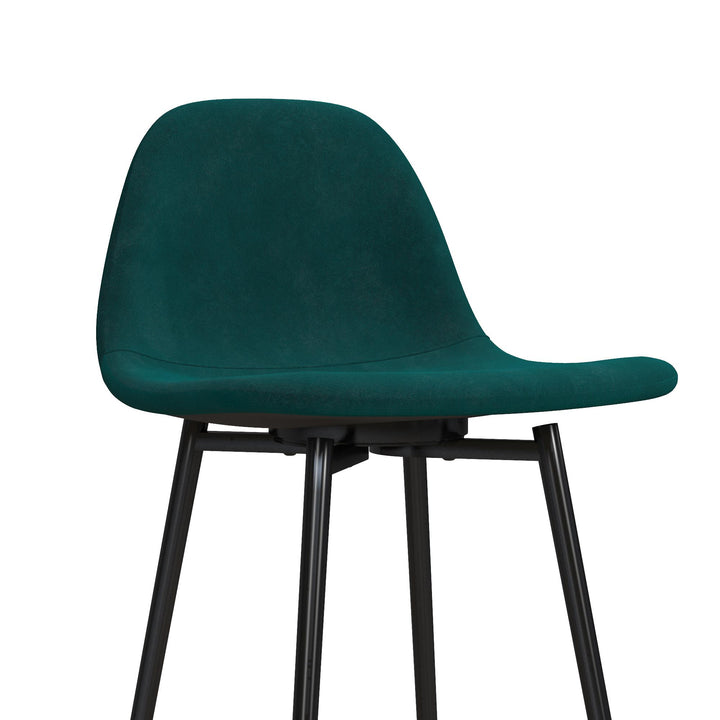 Brandon Upholstered Mid Century Modern Kitchen Bar Stool with Metal Legs - Green