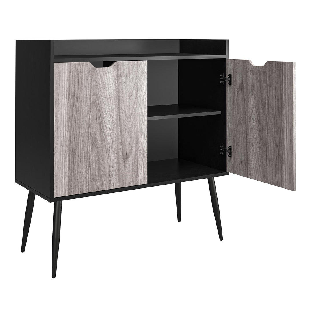 Grafton Bar Cabinet with 4 Shelves and 2 Bottle Dividers - Black Oak