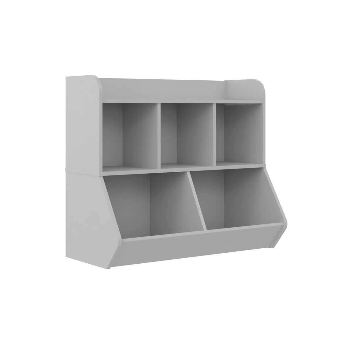 Jocelyn Storage Bookcase and Toy Box with 5 Open Compartments - Dove Gray