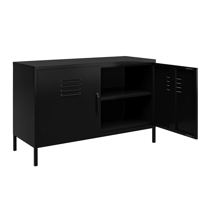 Shadwick 2 Door Wide Metal Locker Accent Storage Cabinet - Black