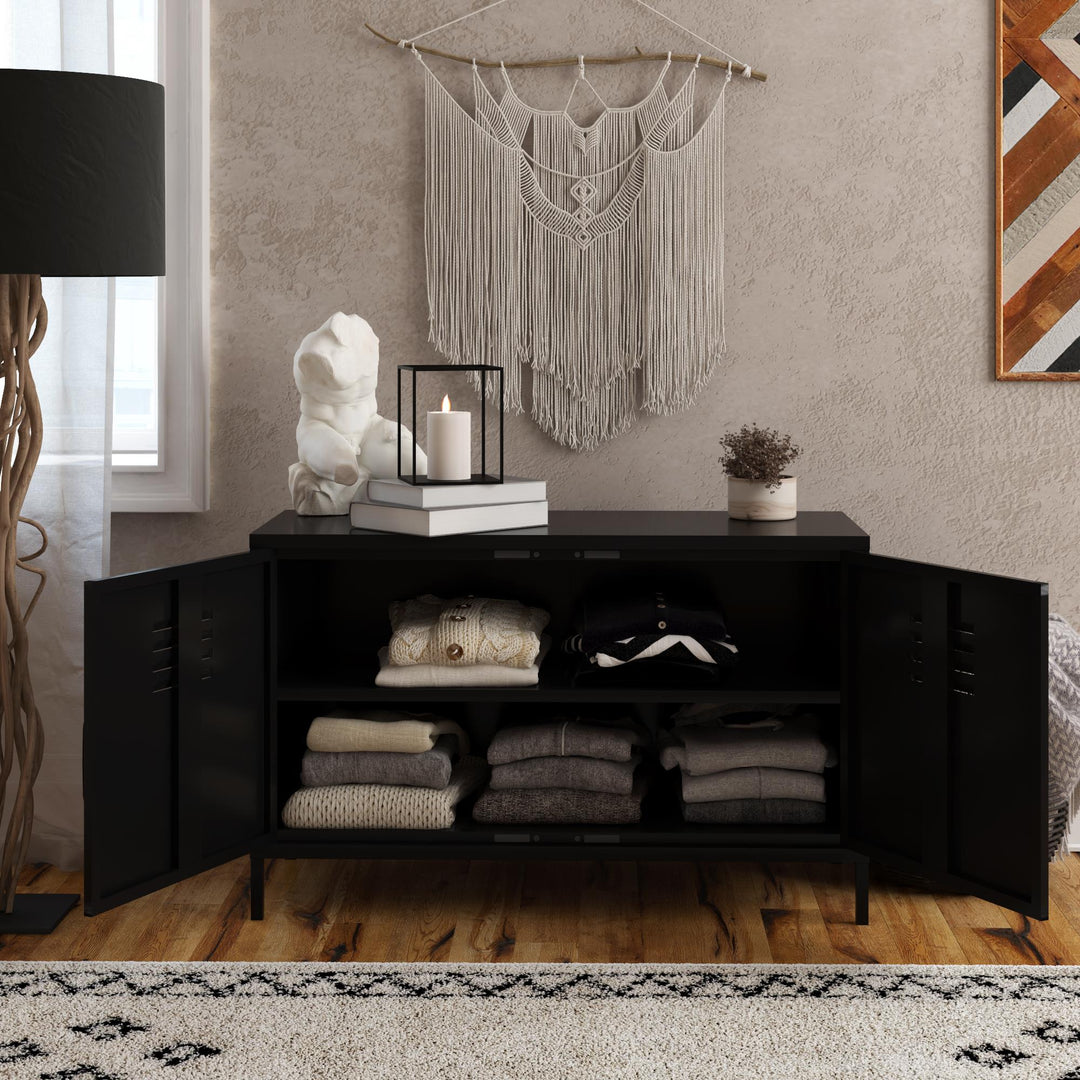 Shadwick 2 Door Wide Metal Locker Accent Storage Cabinet - Black
