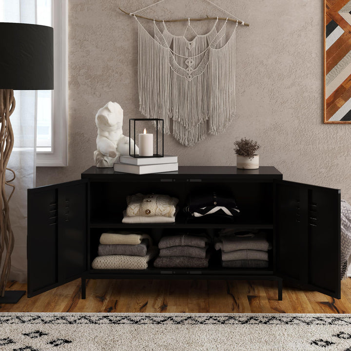 Shadwick 2 Door Wide Metal Locker Accent Storage Cabinet - Black