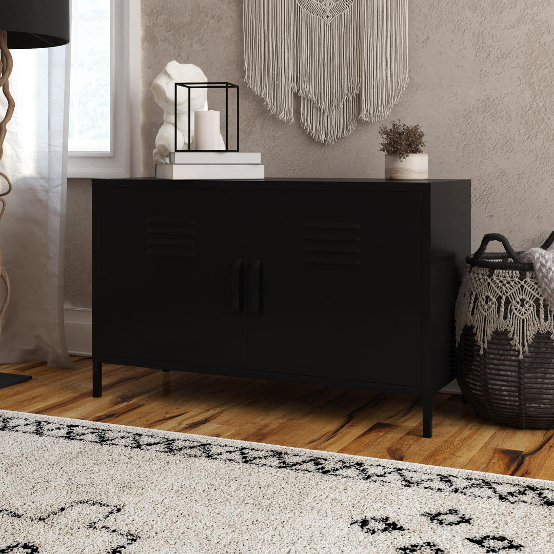 Shadwick 2 Door Wide Metal Locker Accent Storage Cabinet - Black