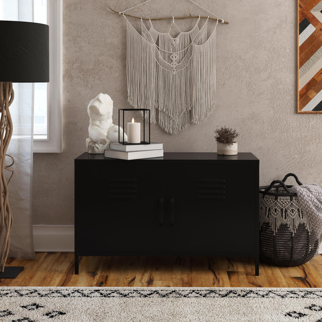 Shadwick 2 Door Wide Metal Locker Accent Storage Cabinet - Black