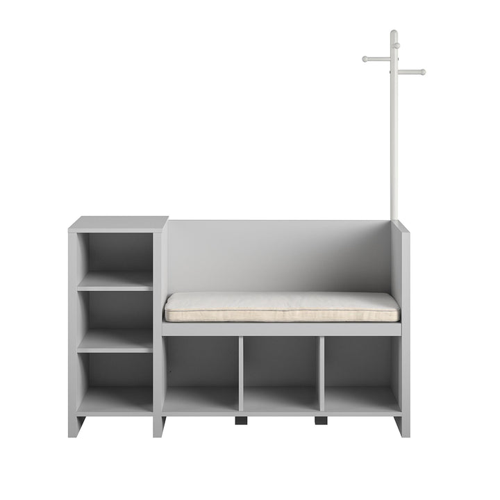 Jocelyn Storage Bench and Coat Rack with 6 Shelves - Dove Gray