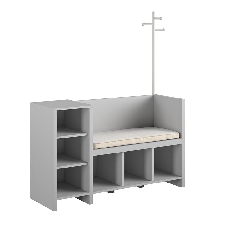 Jocelyn Storage Bench and Coat Rack with 6 Shelves - Dove Gray